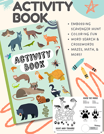 Picture of Activity booklet cover, and sample inside pages